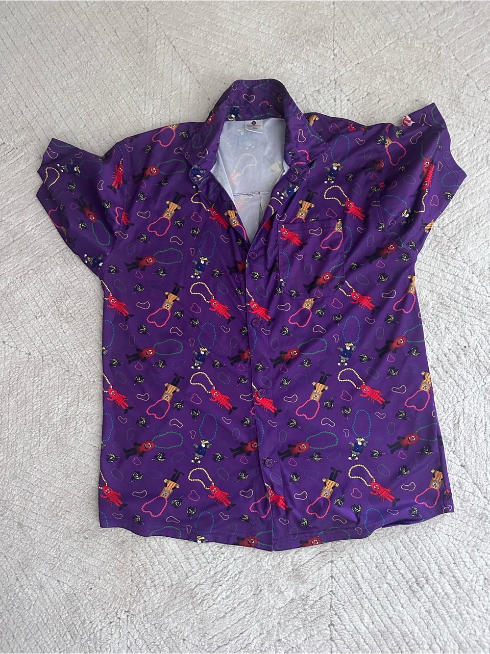 Shuckers Baseball Mardi Gras Button-Up Shirt with Novelty Print
